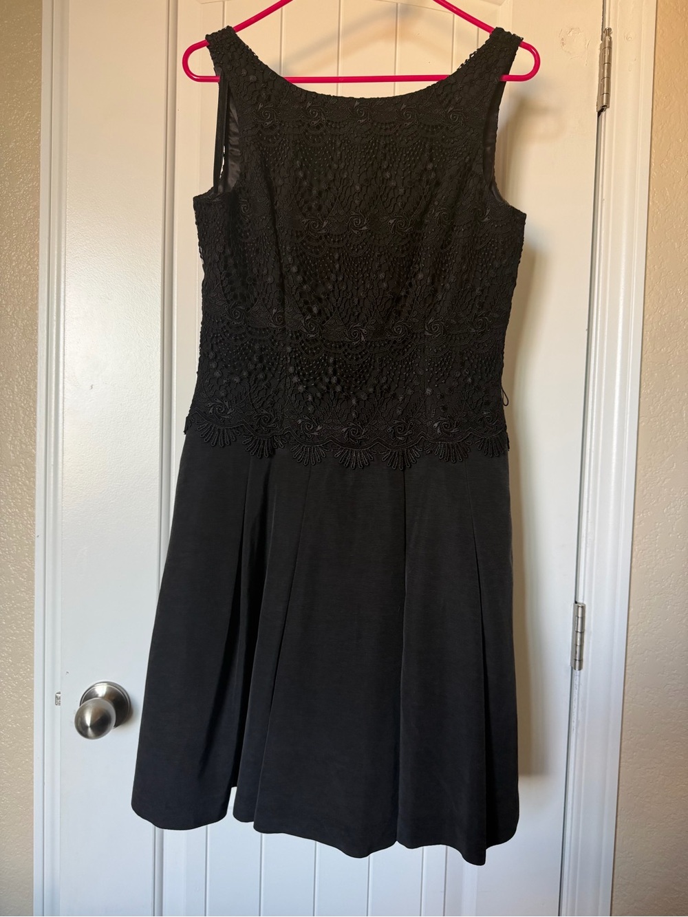 White House Black Market Black Lace Bodice Midi Dress